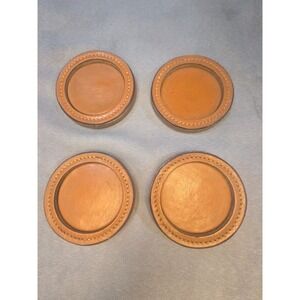 Vintage Fulton Saddle Stitched Brown Leather Coasters Holder Russ Lew Goodman